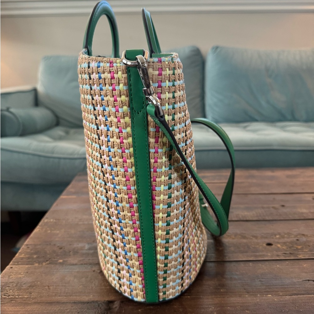 KATE SPADE Jena Straw Large Tote crossbody drawstring satchel - Picture 10 of 13